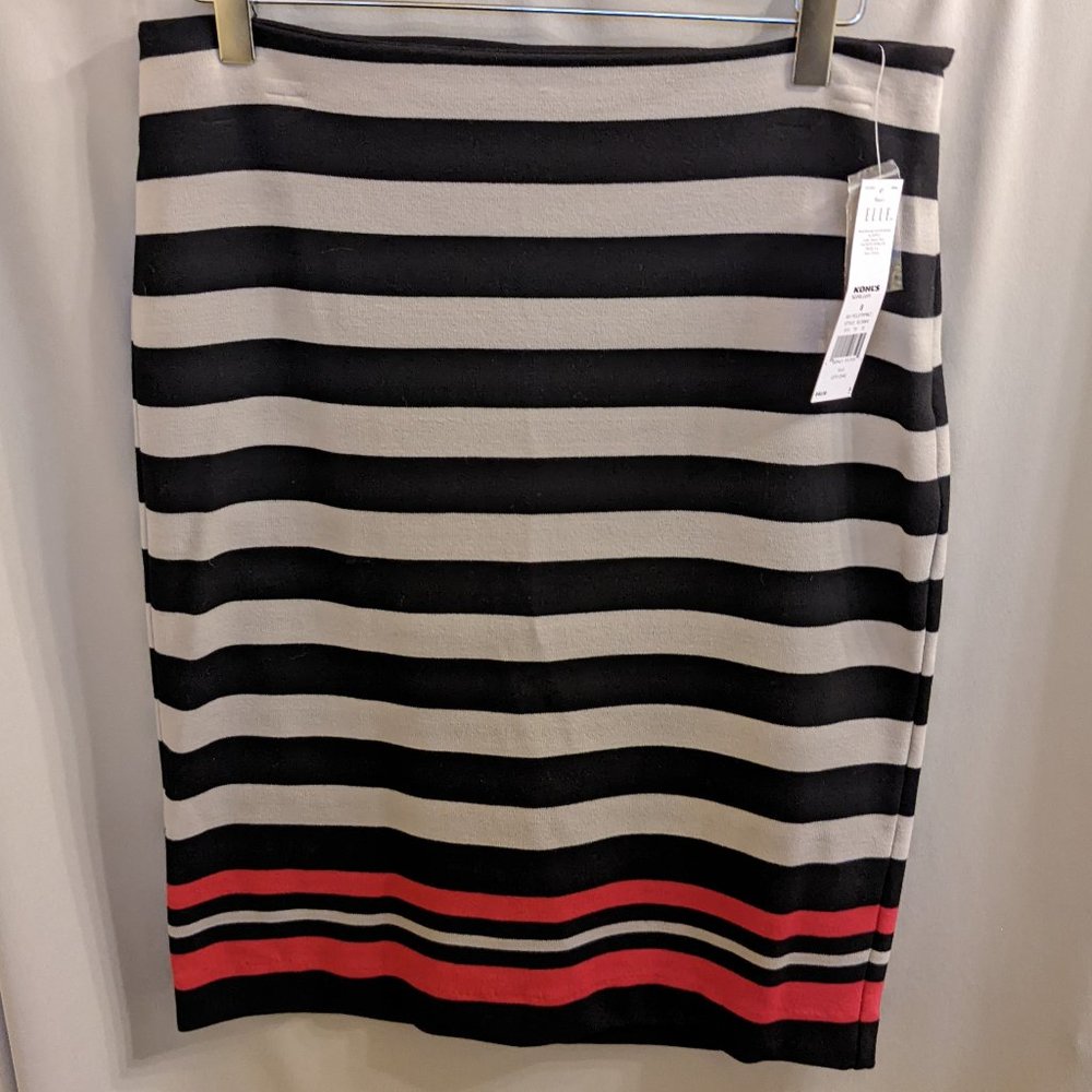 Elle City Chic Striped Stretch Pencil Skirt Size 8 NWT